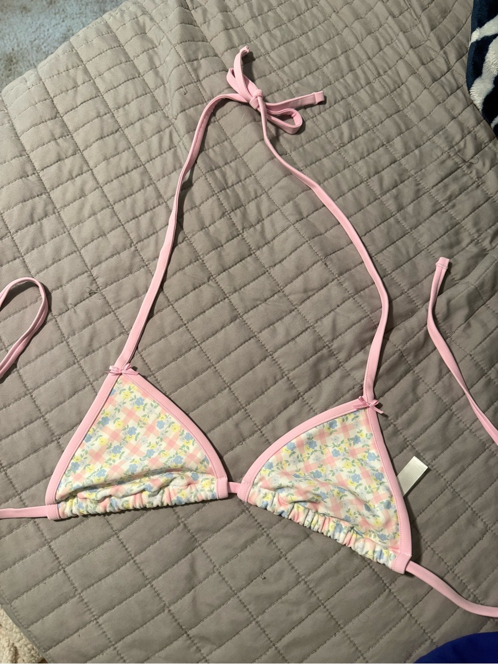 PINK Victoria's Secret Light Pink Floral Triangle Bikini Top